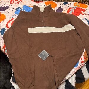 NWT Men's Medium Brown Sweater with Cream Stripe